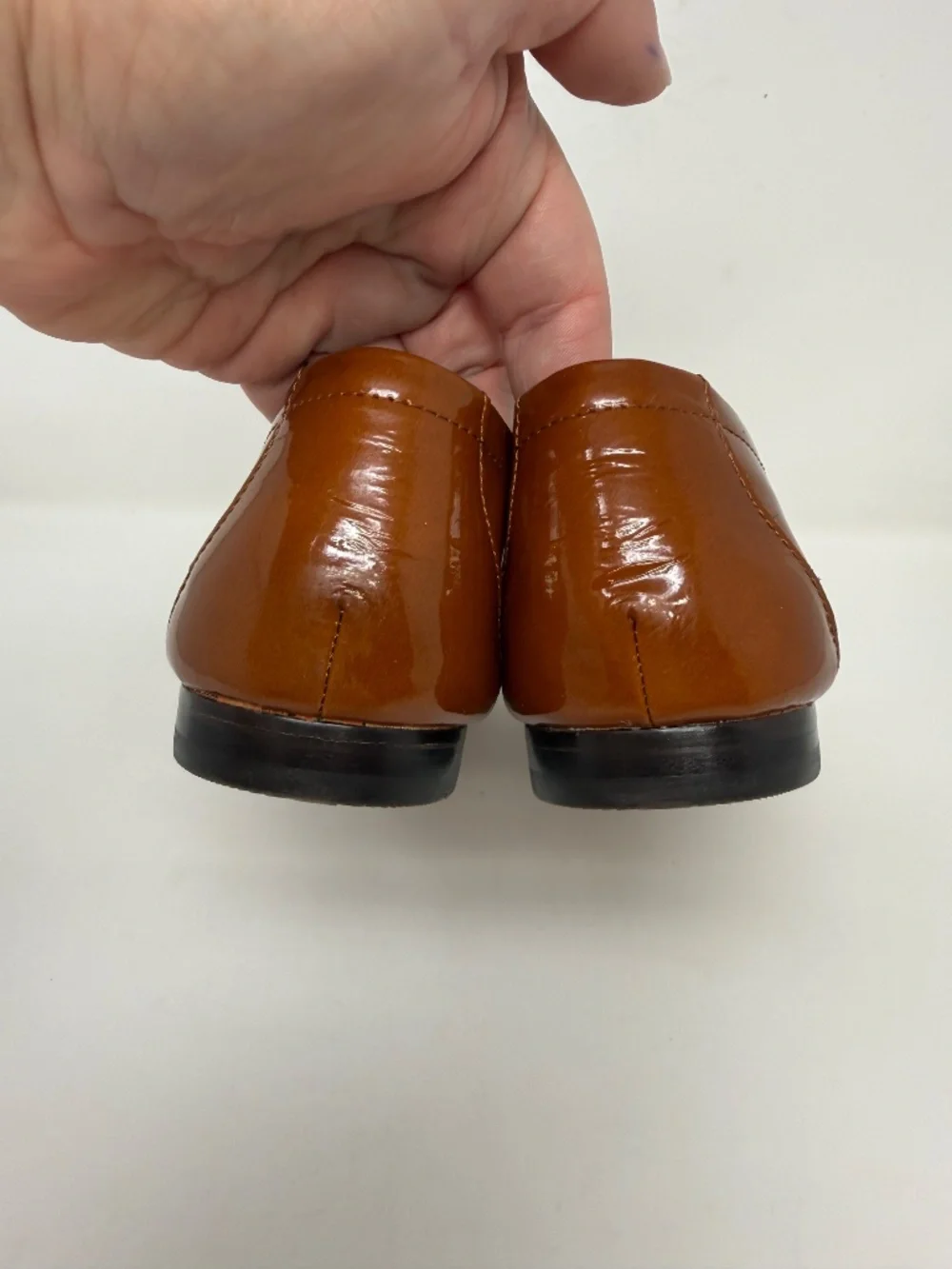 New Tory Burch Georgia Patent Leather Loafer Tan Cuoio Sz 7